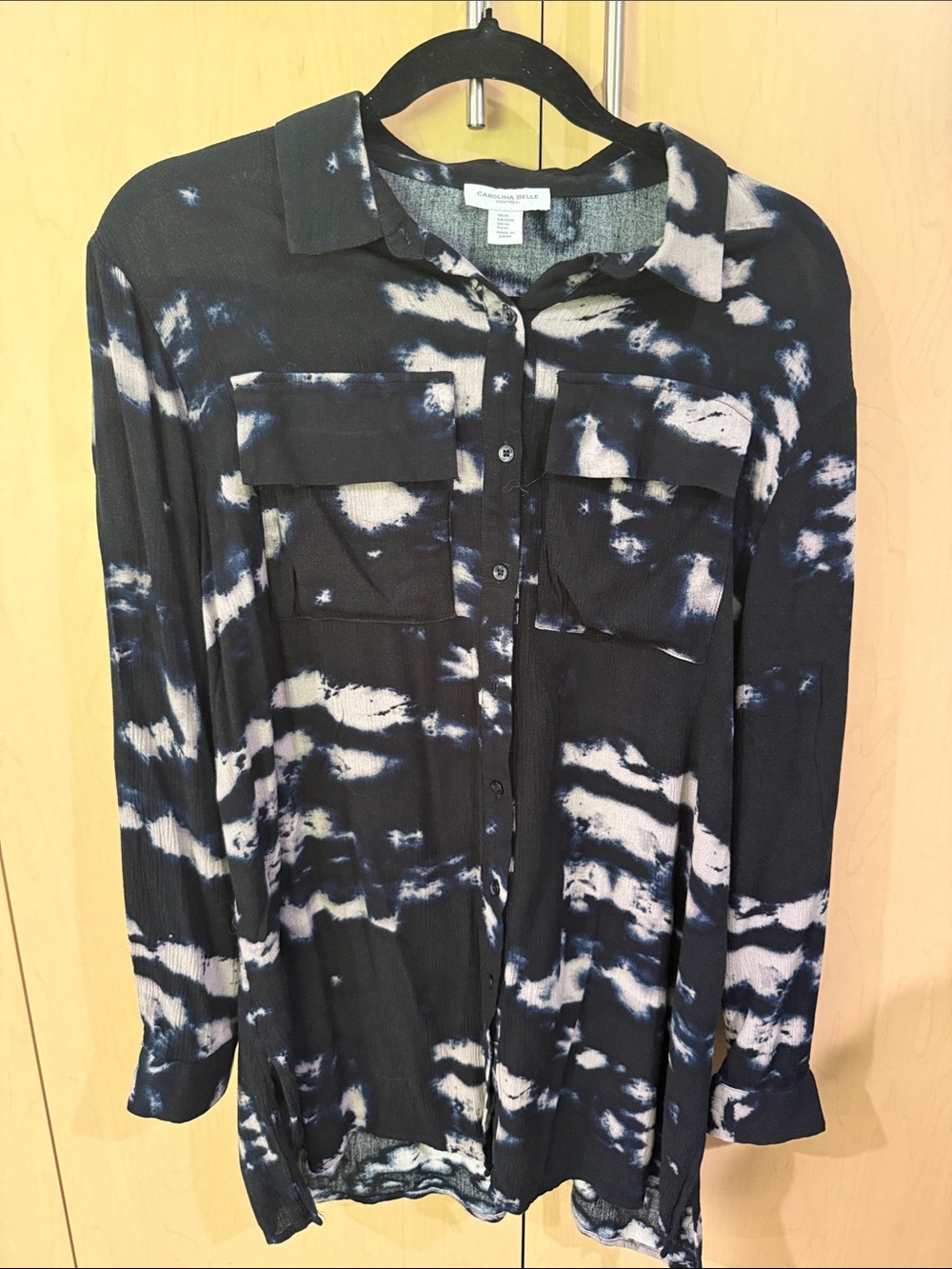 Carolina Belle Black & White Tie-Dye Button Front Tunic